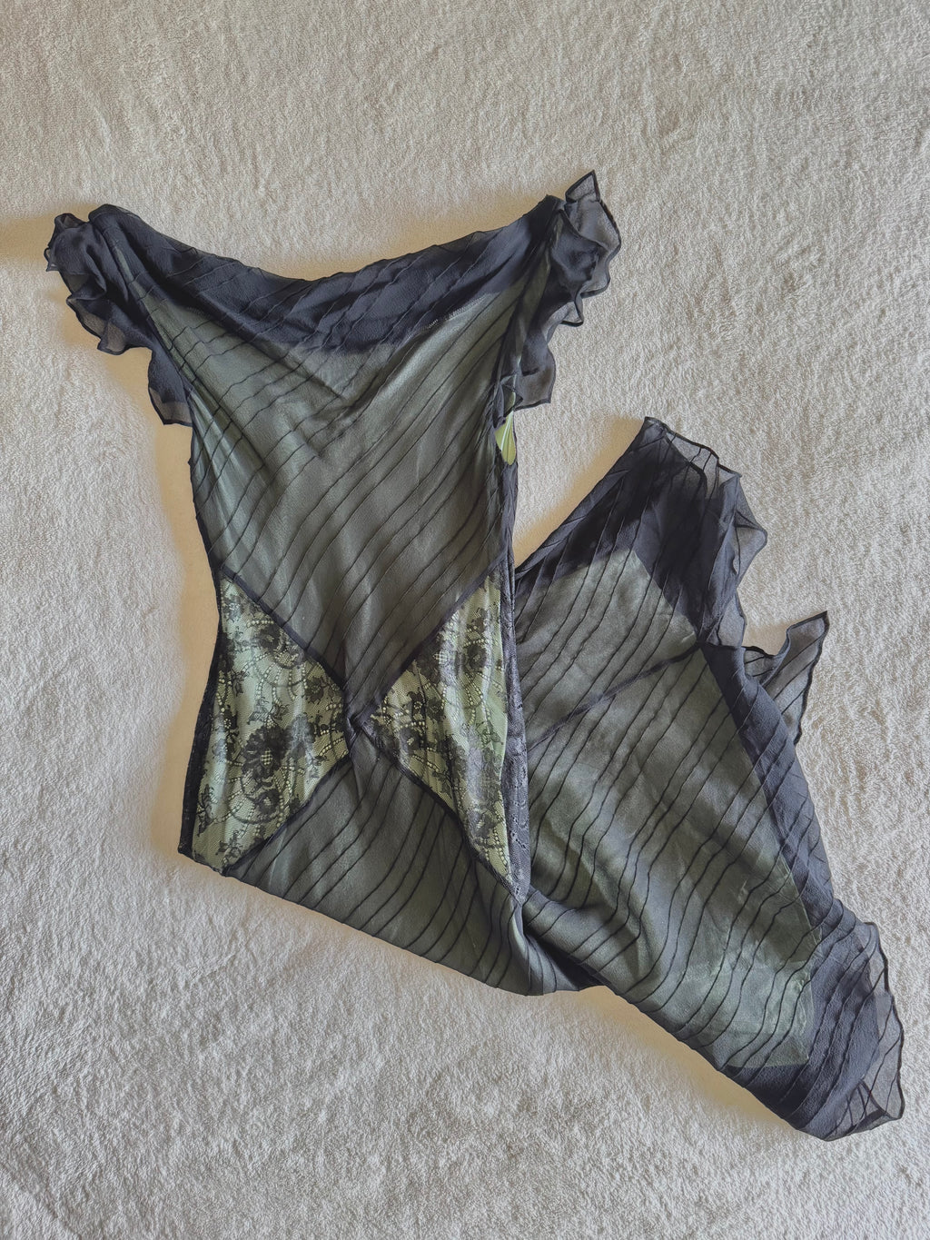 y2k vintage silk mint and black maxi length boat neck dress
