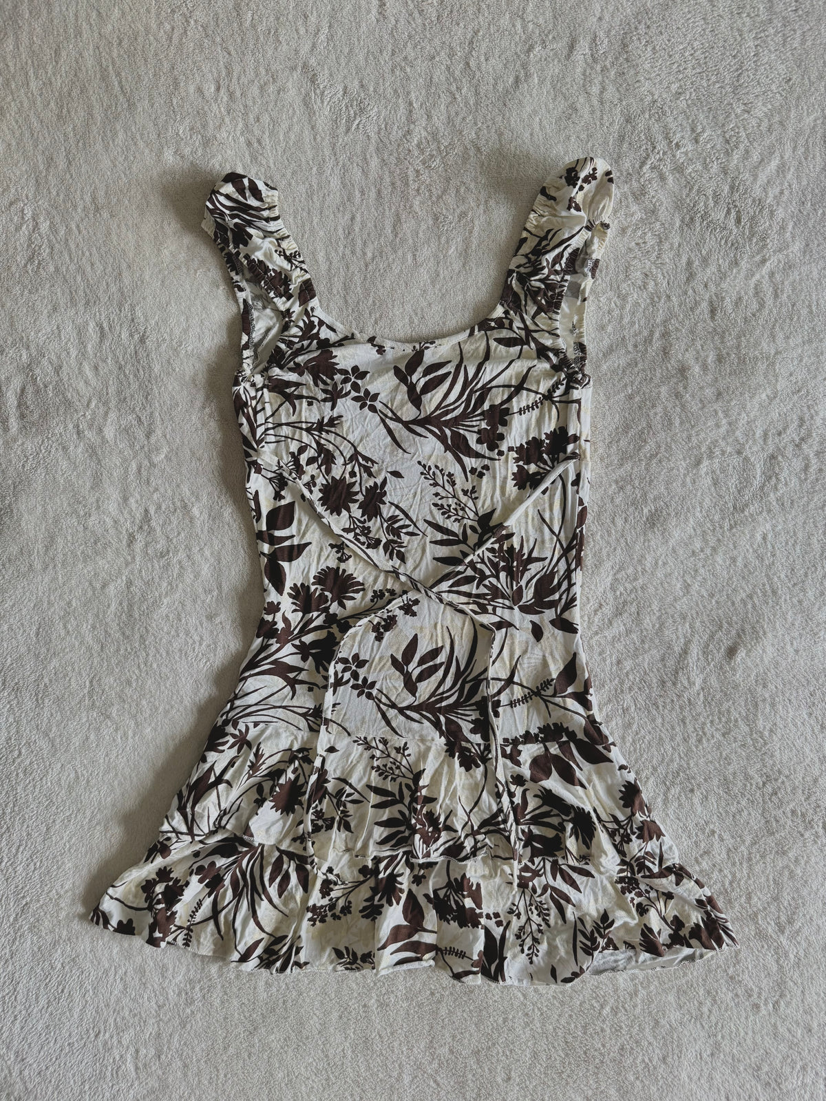 y2k vintage floral print milkmaid ruffle tiered mini dress summer