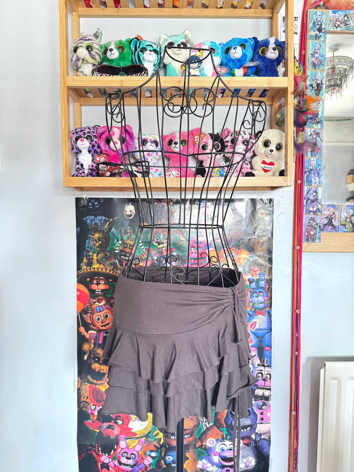 y2k vintage chocolate brown ruffle tiered mini skirt or floaty halter top fairycore
