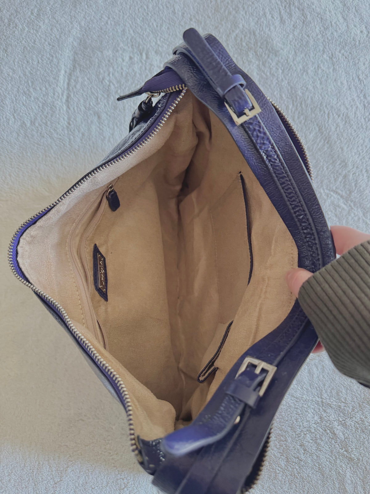 y2k pony hair violet purple slouchy boho handbag with real suede and leather