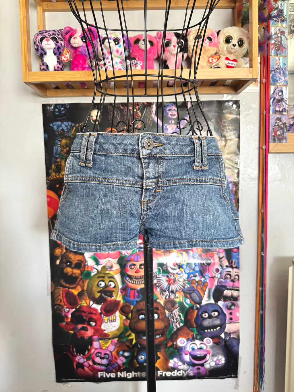 y2k vintage low waisted medium wash playboy bunny micro mini shorts