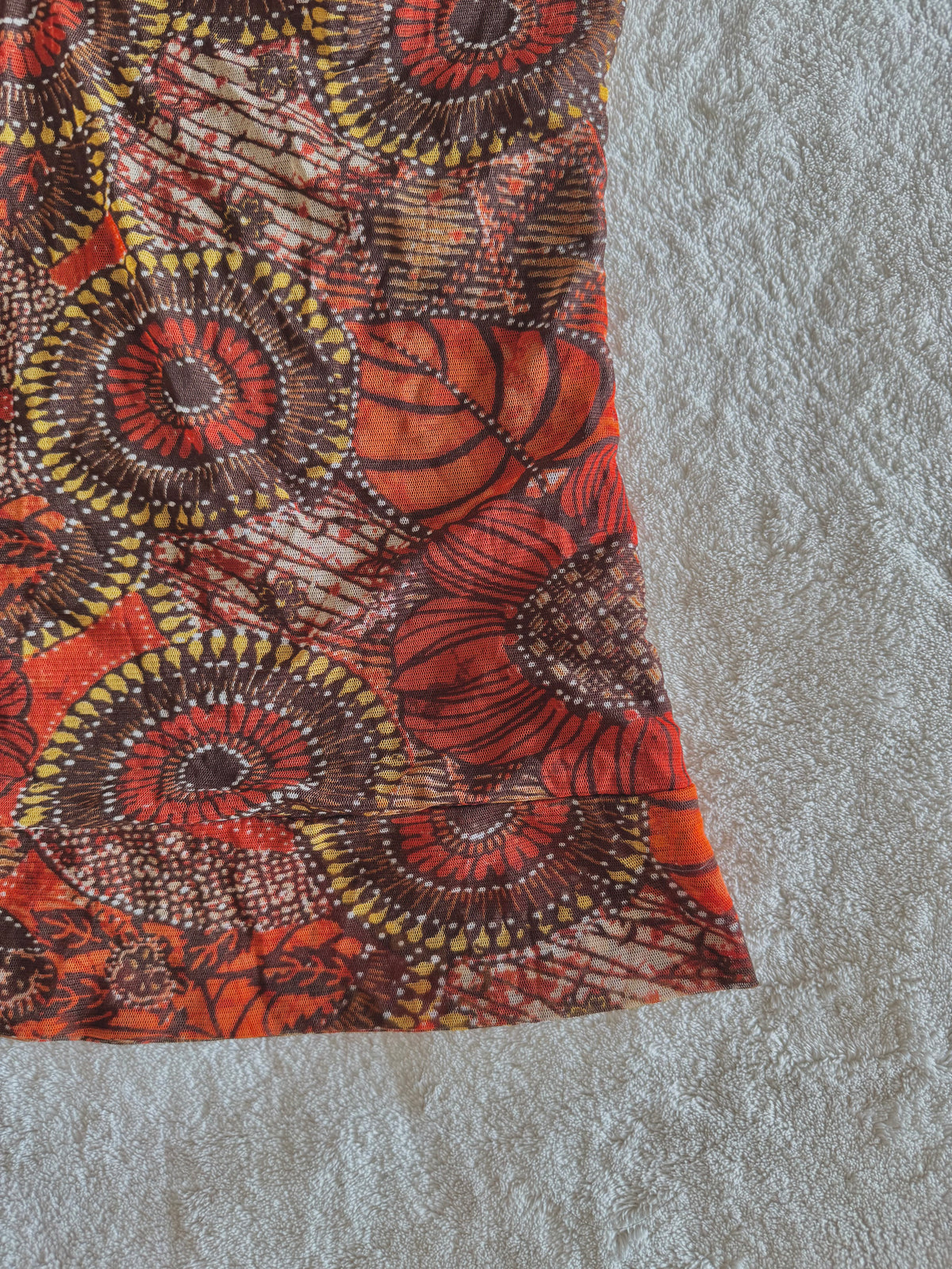 y2k vintage orange floral mesh cami top with wooden beading