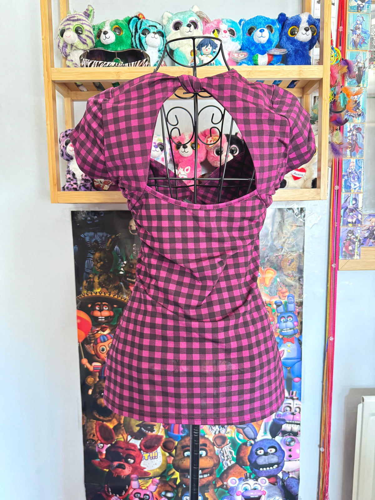 y2k vintage checkered fitted sweetheart cap sleeve top monster high vibes