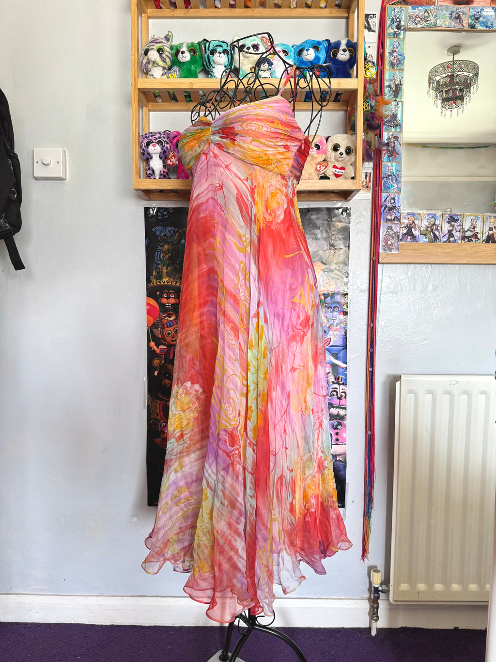 y2k vintage silk summer multicolour maxi dress with matching cardigan zara larsson