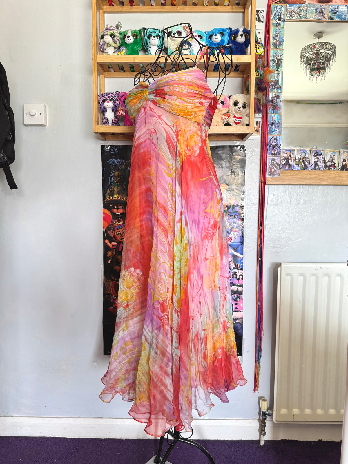 y2k vintage silk summer multicolour maxi dress with matching cardigan zara larsson