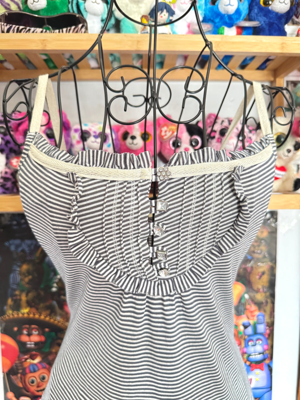 y2k vintage striped pattern ruffle tiered mini dress sailor vibes