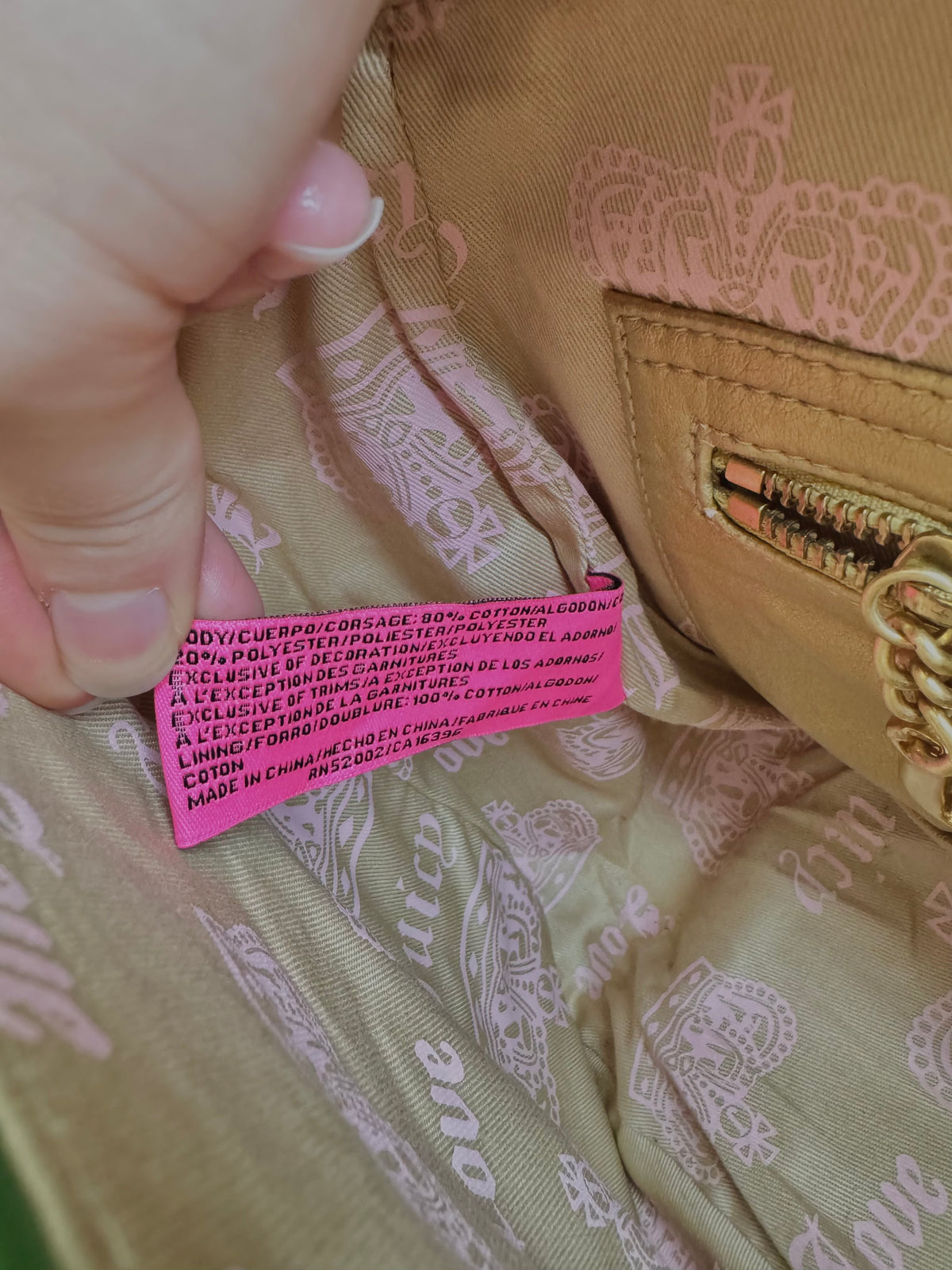 rare y2k vintage pink and green velour luxury Juicy Couture trustfund generation crossbody bag