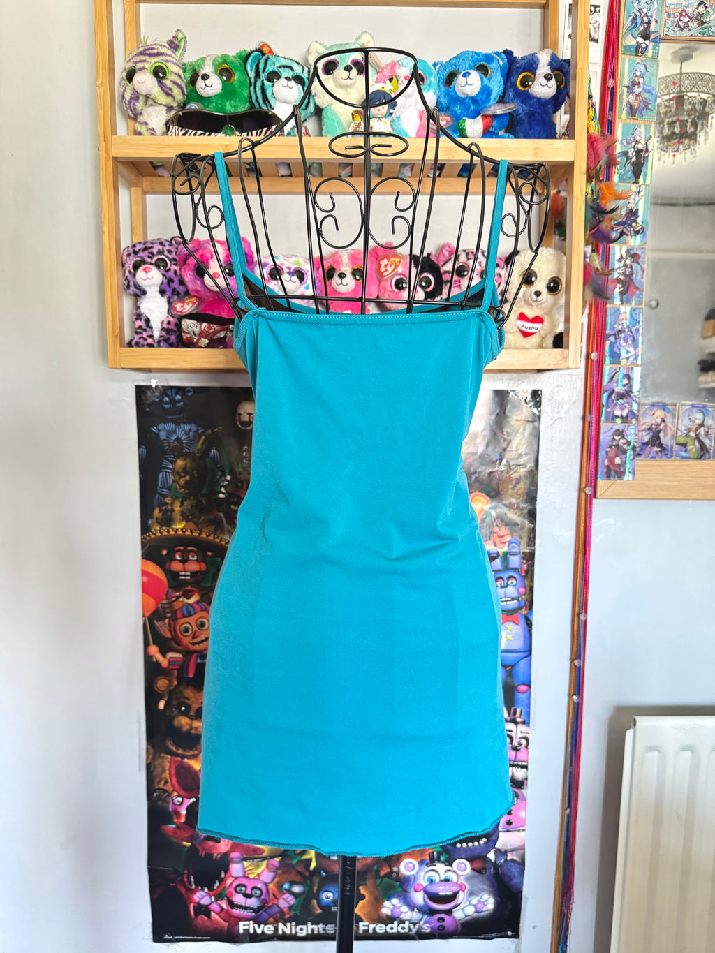 y2k vintage fitted aqua blue ombre earth cami top with floral patterning