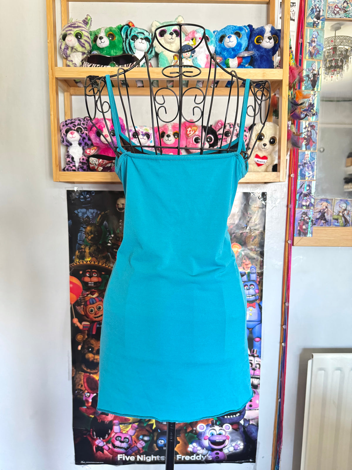 y2k vintage fitted aqua blue ombre earth cami top with floral patterning