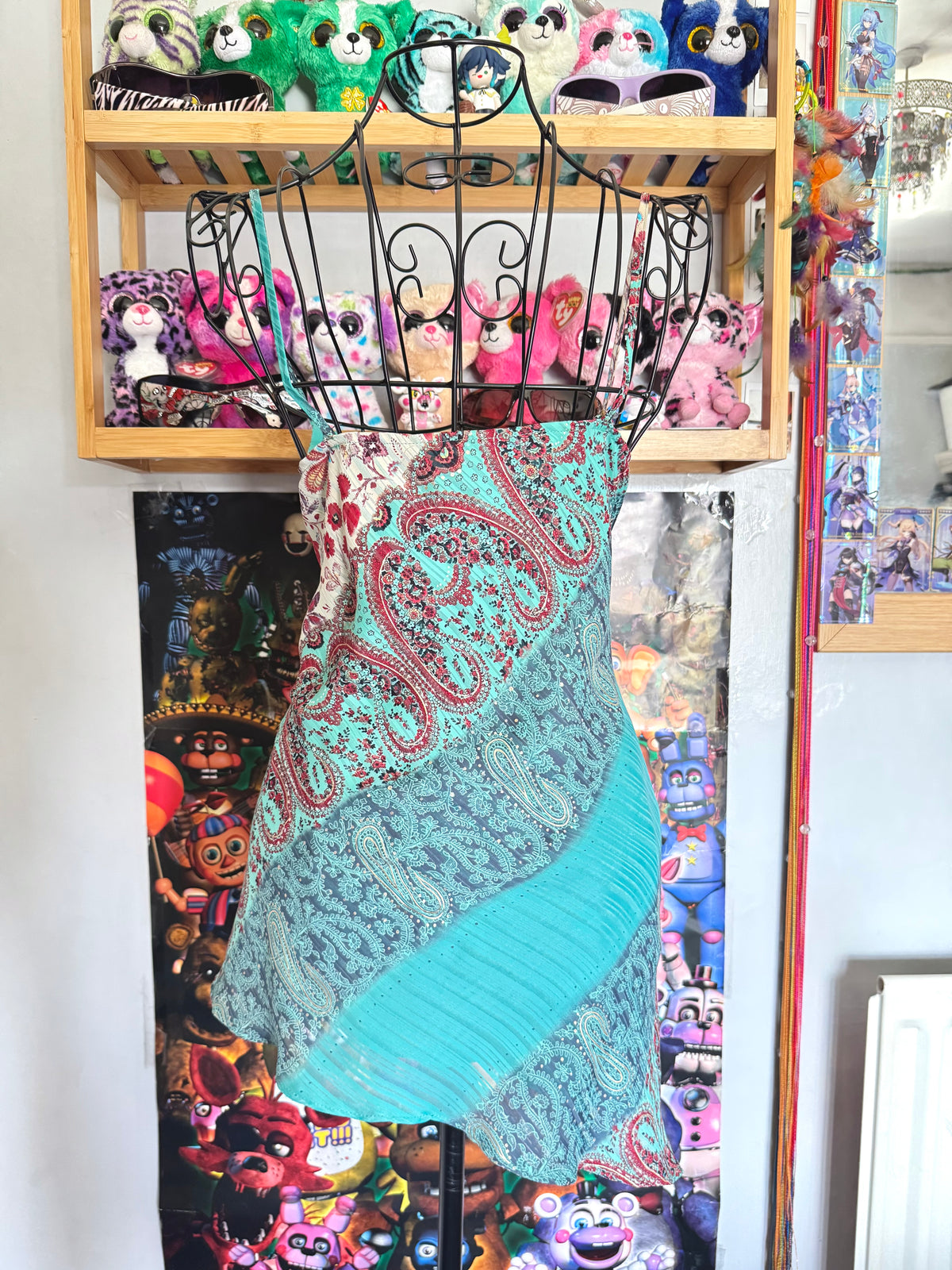 y2k vintage asymmetrical paisley print fitted cami top fairy mermaid