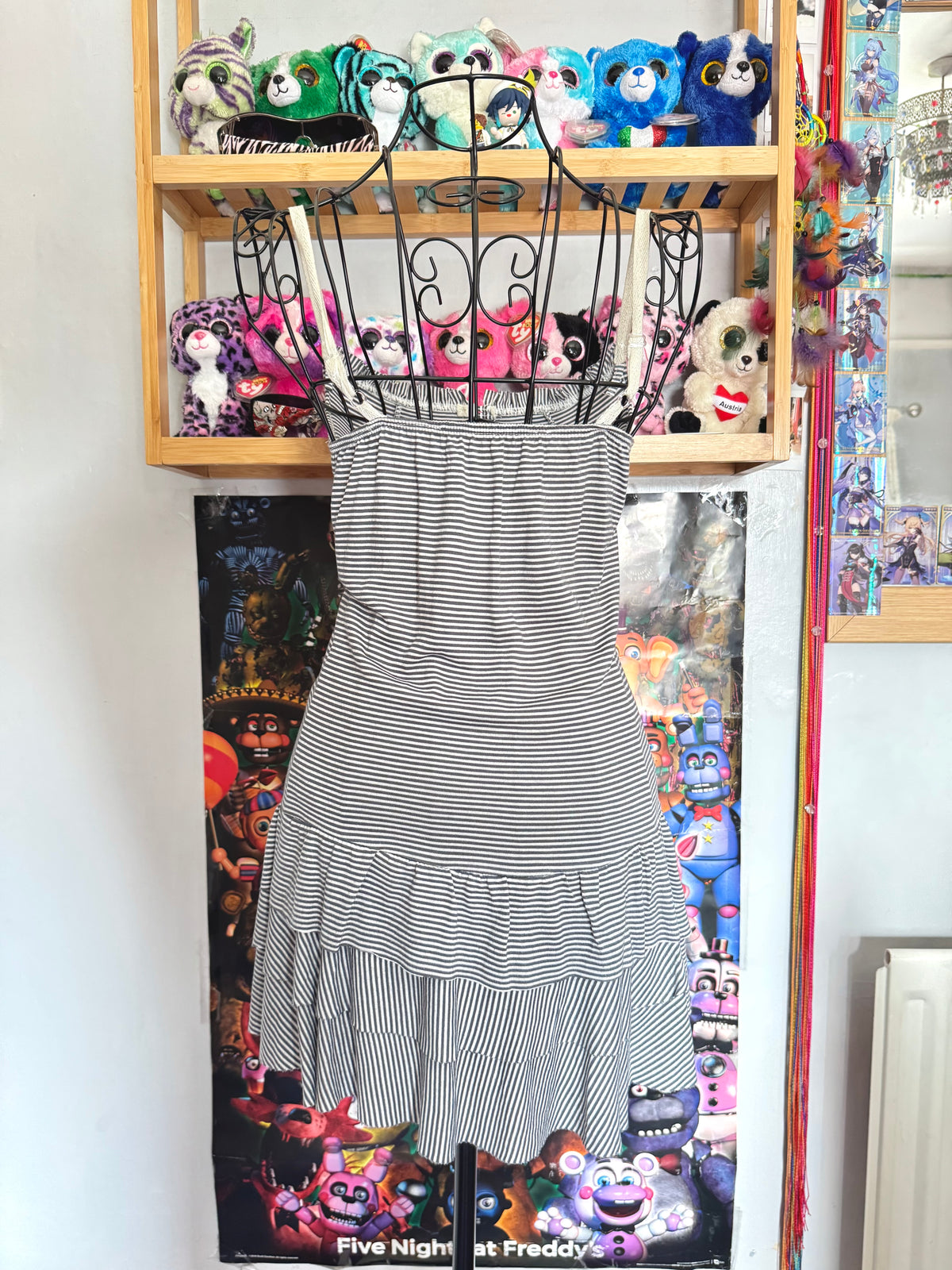 y2k vintage striped pattern ruffle tiered mini dress sailor vibes