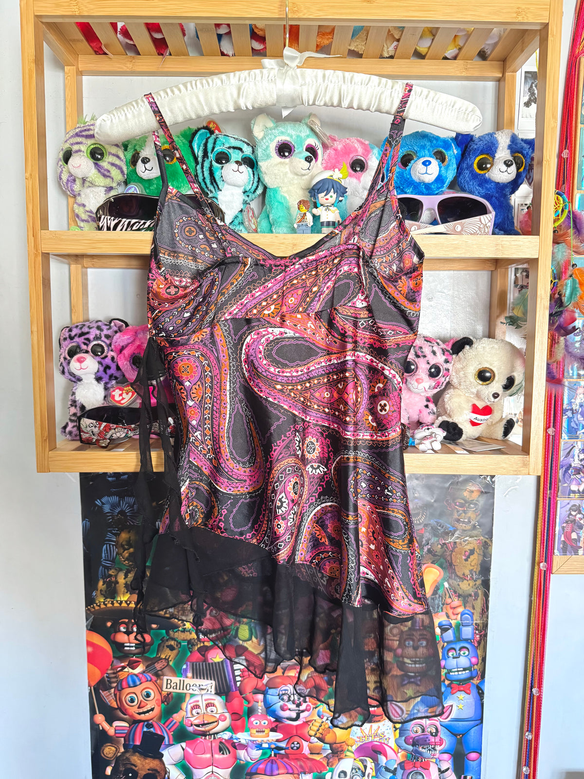 y2k vintage paisley print dragonfruit asymmetrical hem cami top