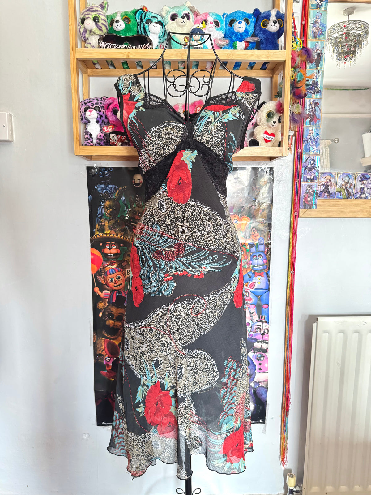 y2k vintage silk blend floral print midi dress