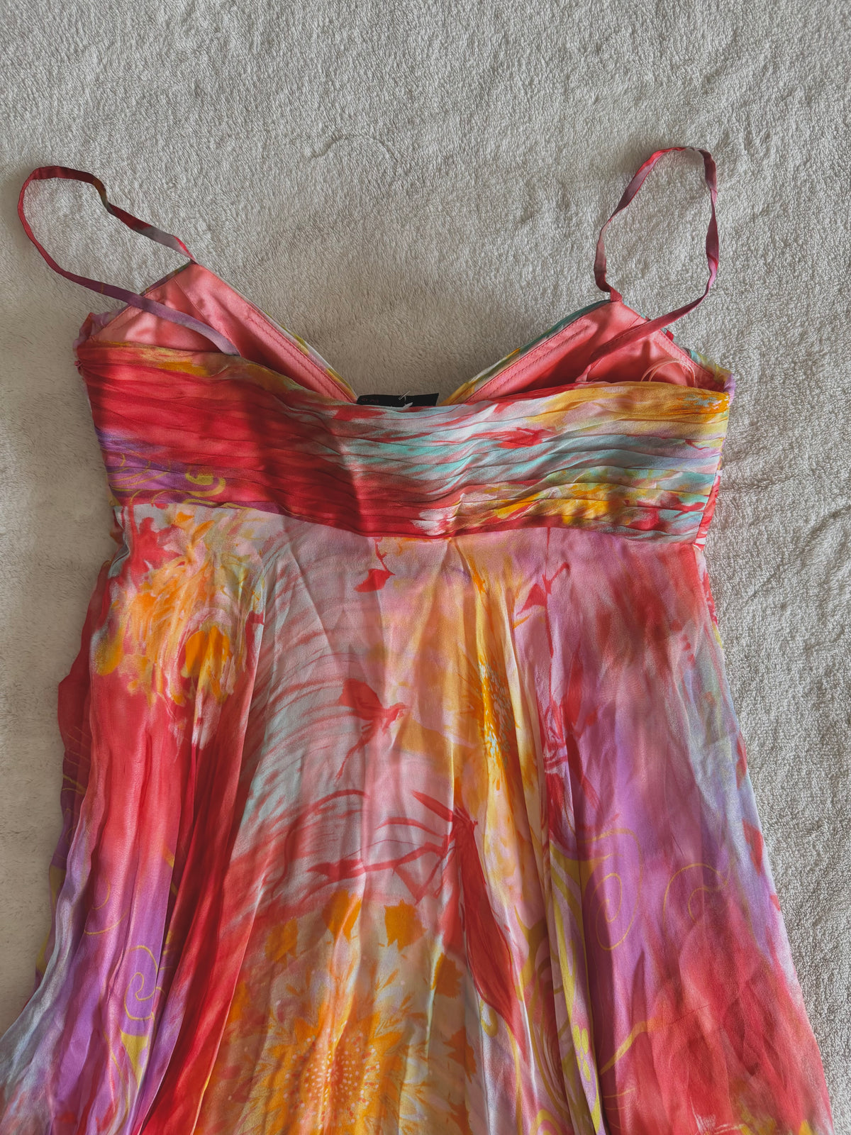 y2k vintage silk summer multicolour maxi dress with matching cardigan zara larsson