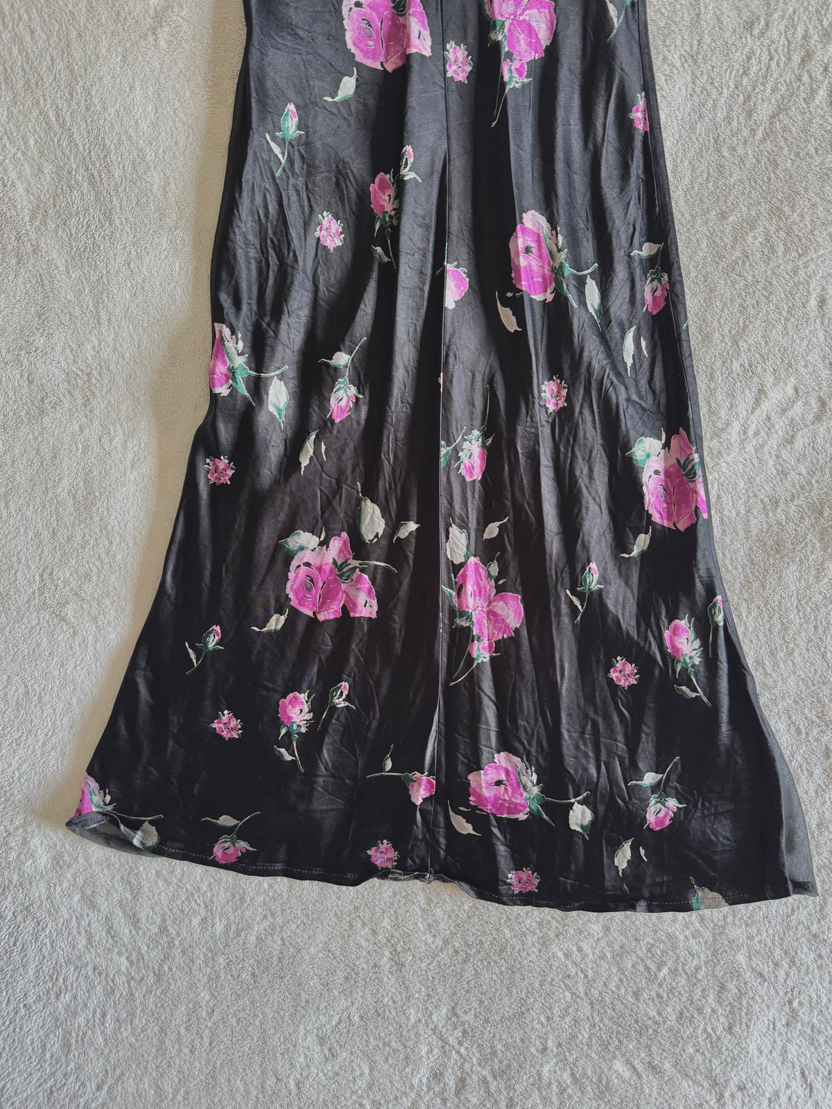 y2k vintage satin floral pattern asymmetric cut midi dress elegant