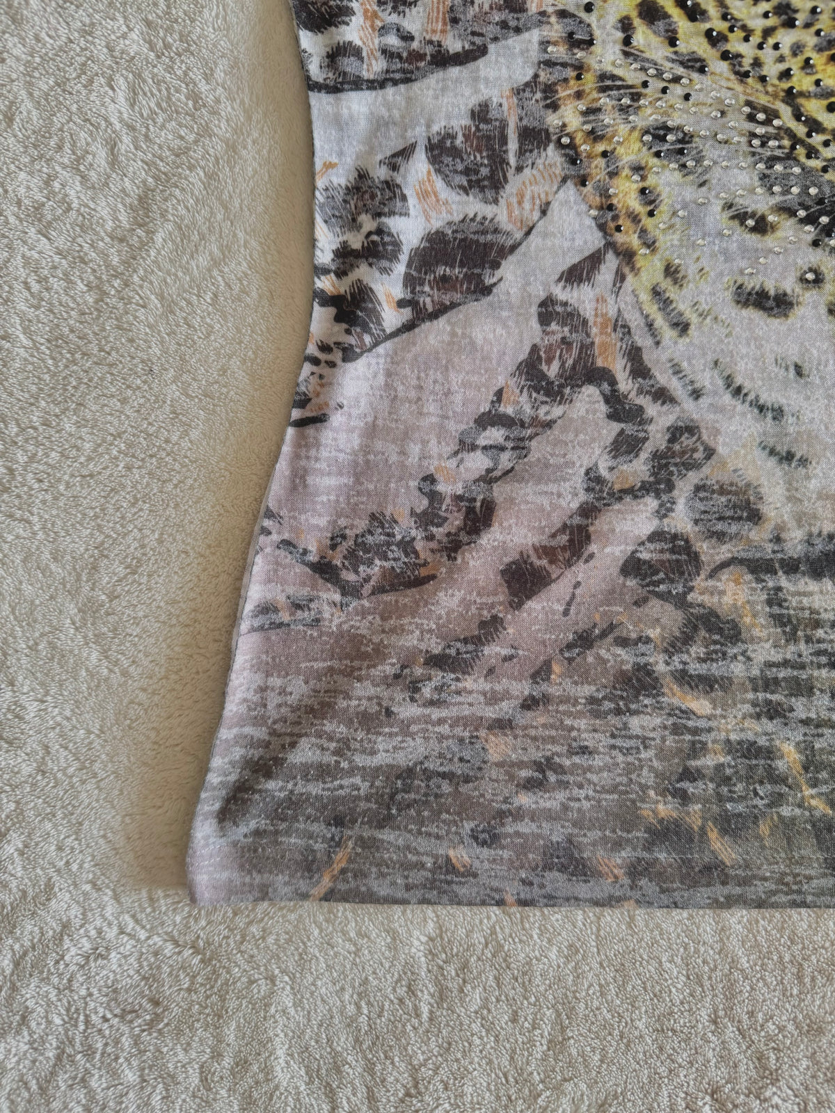 y2k vintage graphic leopard print sheer fitted tee affliction