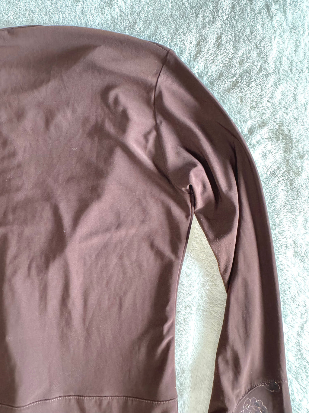 y2k vintage style brown fitted long sleeved floral layered top with ruffle tiered bottom fairycore