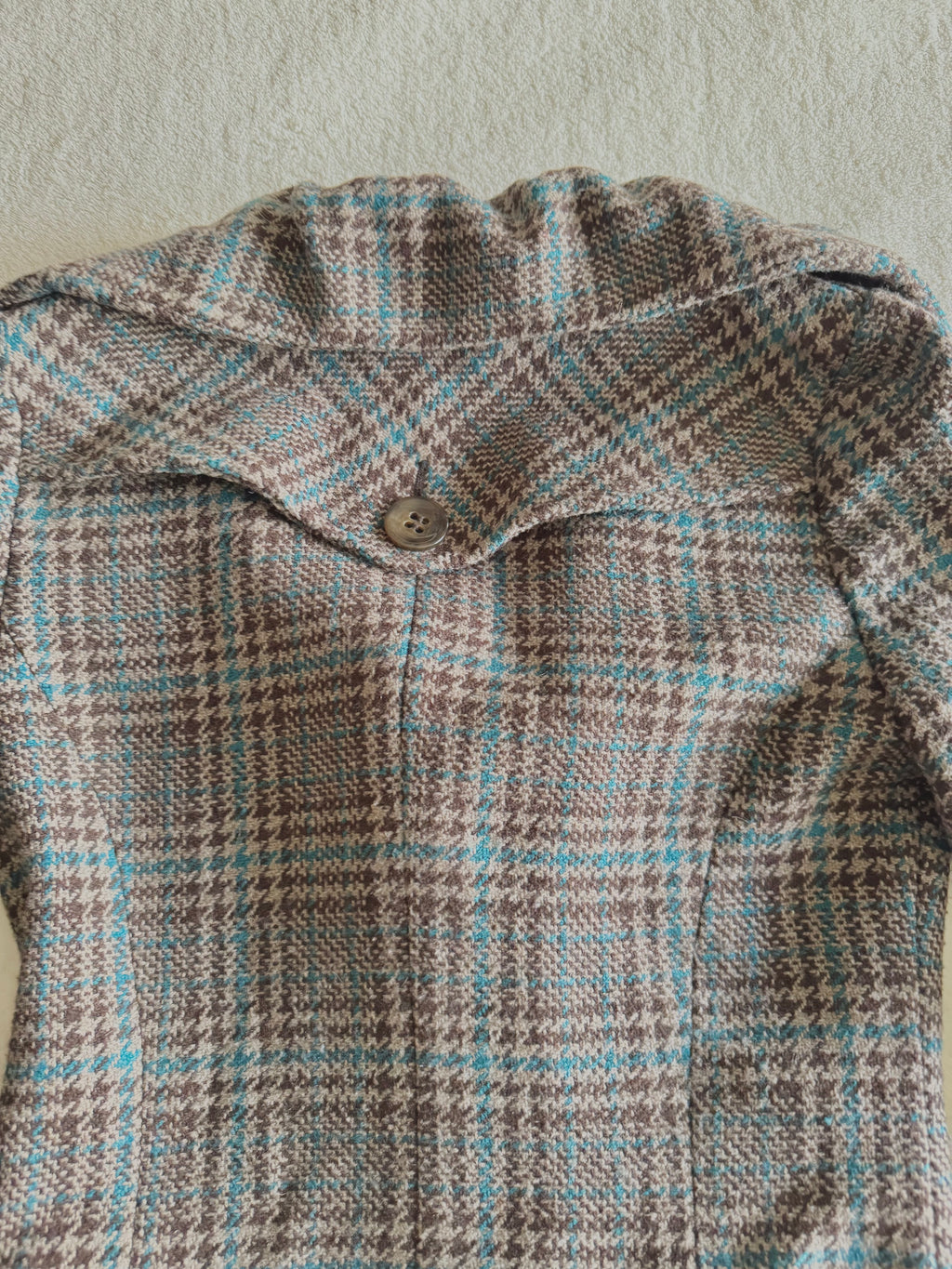 y2k vintage funnel neck plaid button up peacoat with detachable adjustable belt