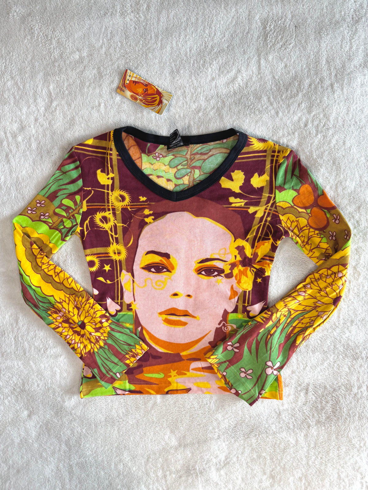 y2k vintage graphic flared sleeve deadstock hayes top