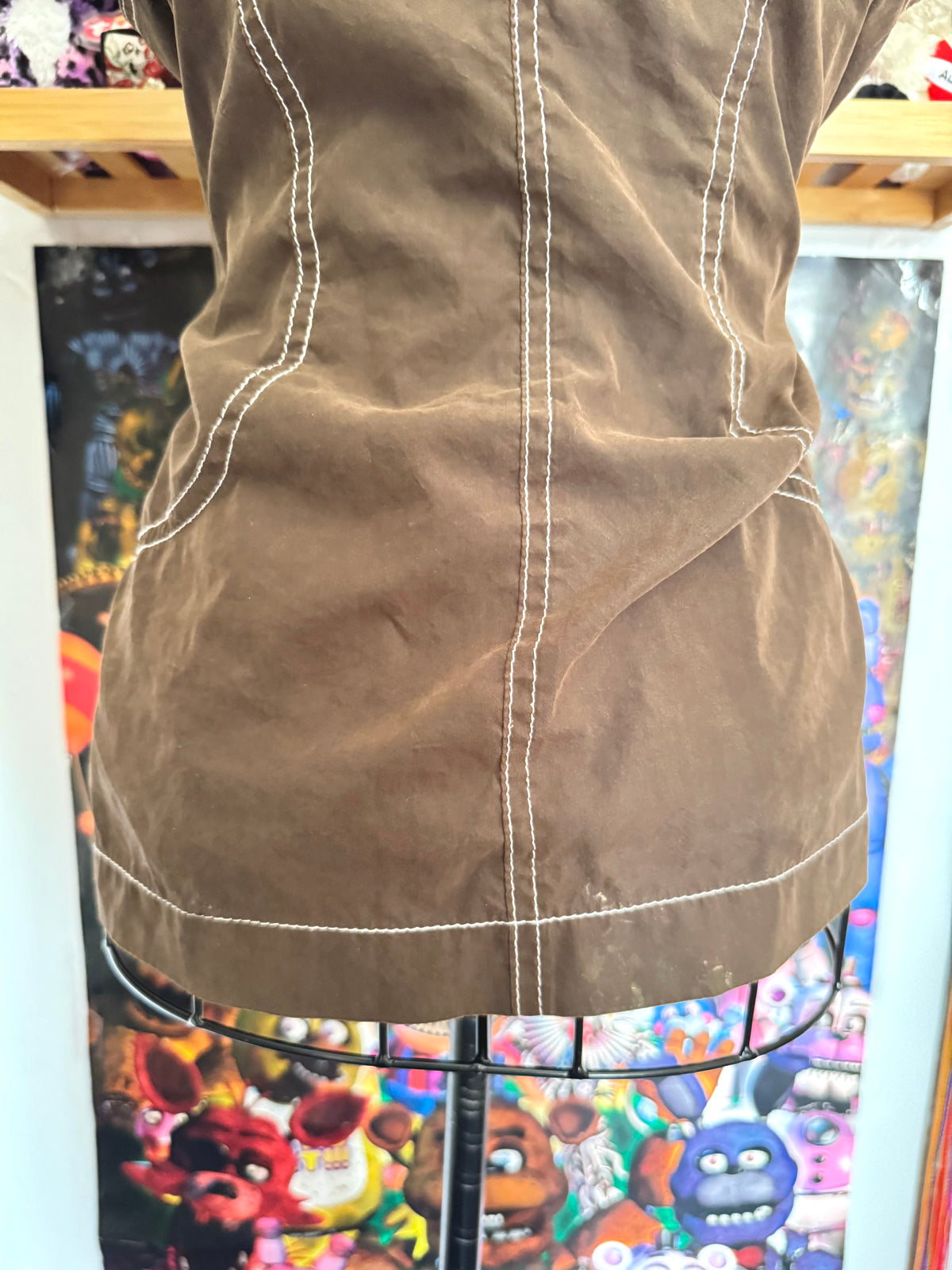 y2k vintage chocolate brown ruffled button up sleeveless vest top