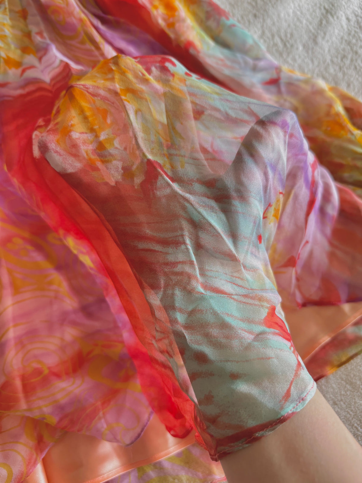y2k vintage silk summer multicolour maxi dress with matching cardigan zara larsson