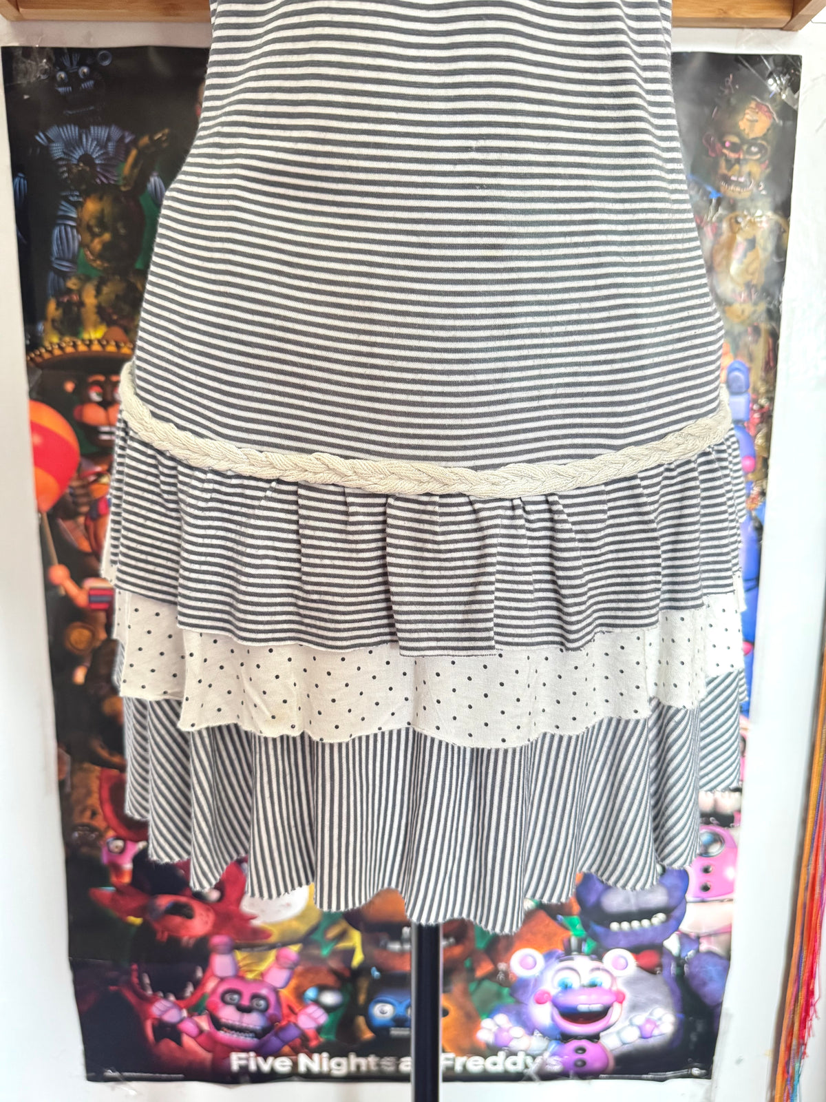 y2k vintage striped pattern ruffle tiered mini dress sailor vibes