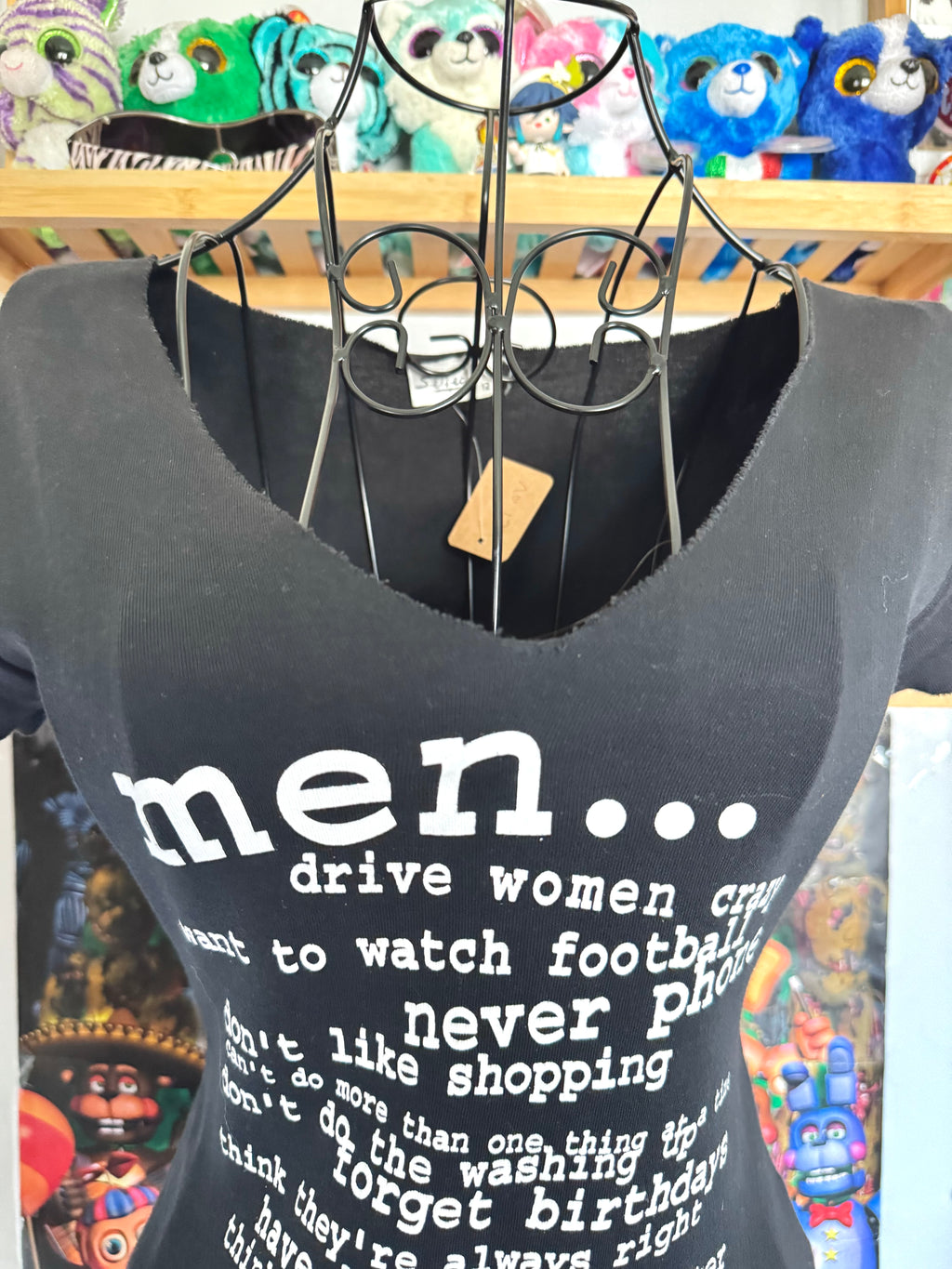 y2k vintage “men drive women crazy” graphic cropped and fitted vneck shirt