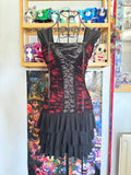 y2k vintage malgoth ruffle tiered lace up corset style mini dress