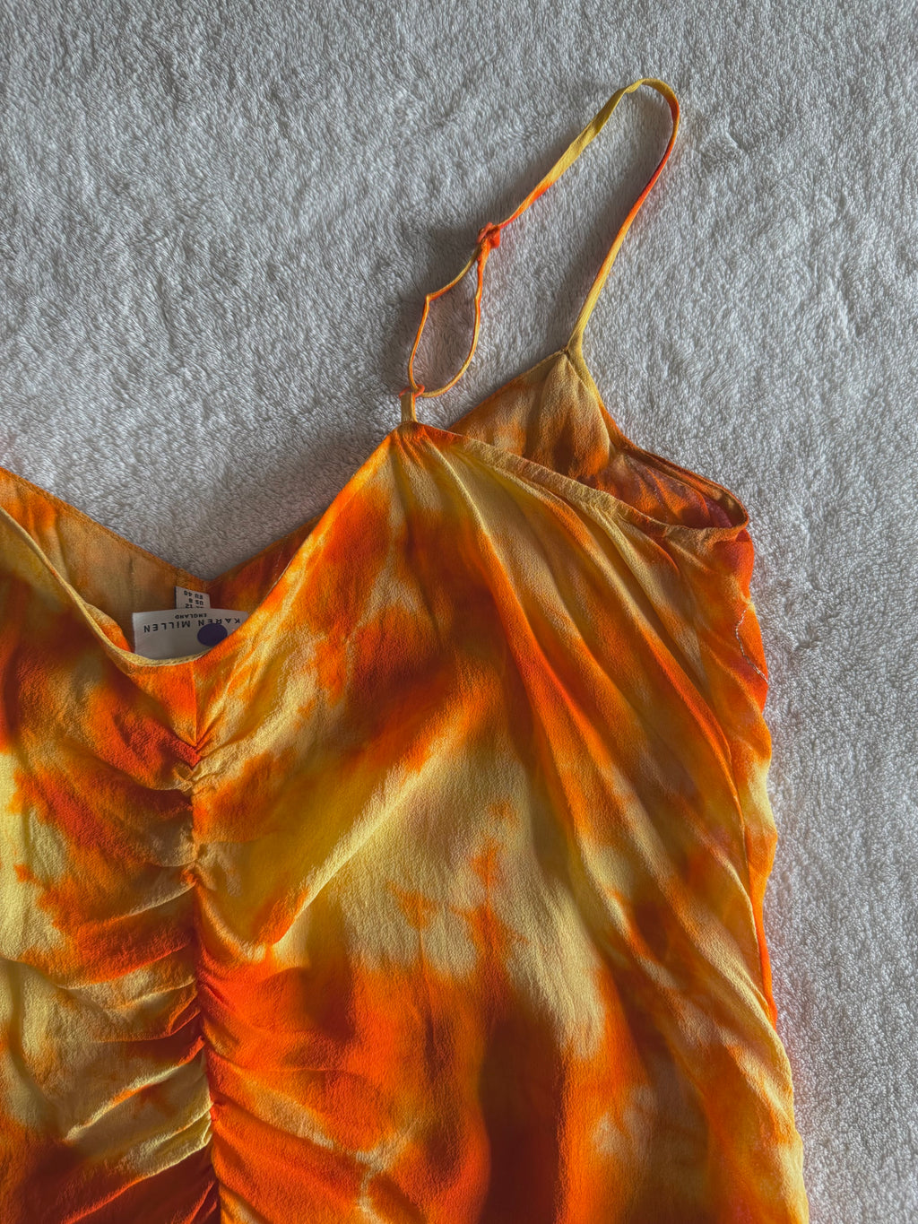 y2k vintage 2002 silk tie dye effect sequin embellished cami top warm autumnal