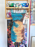 y2k vintage fitted aqua blue ombre earth cami top with floral patterning
