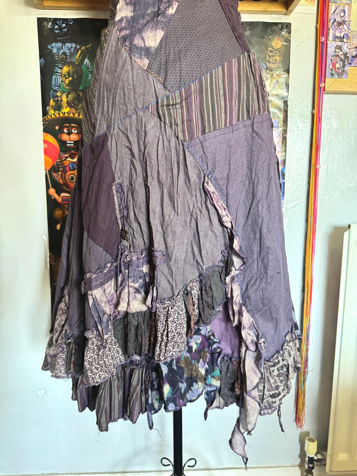y2k vintage deadstock BNWT patchwork maximalist midi dress with lace sides fairy boho
