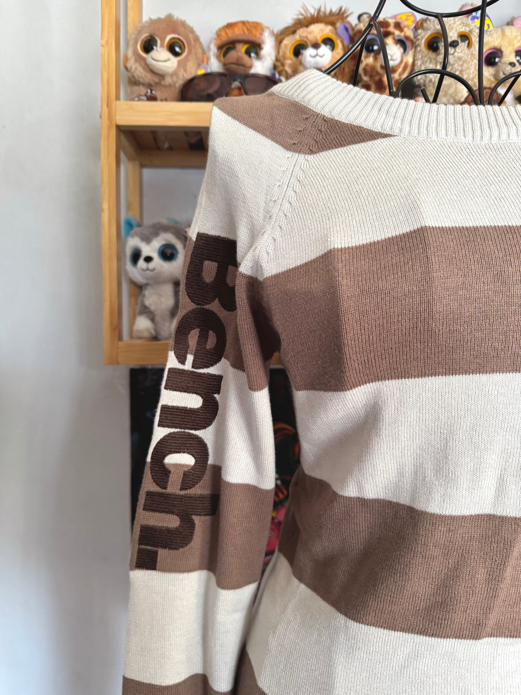 y2k vintage deadstock bnwt striped ribbed knit embroidered long sleeved top