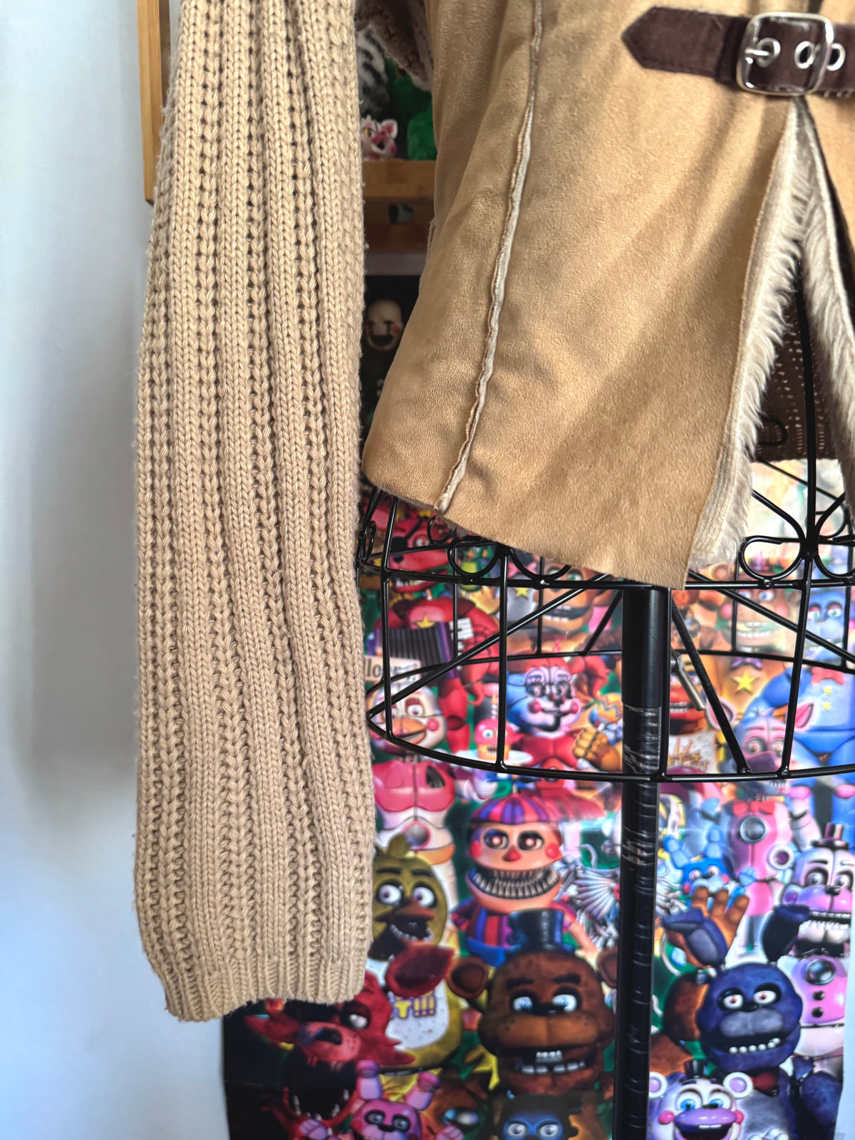 y2k vintage buckle up fitted and cropped jacket with chunky ribbed knit sleeves western boho