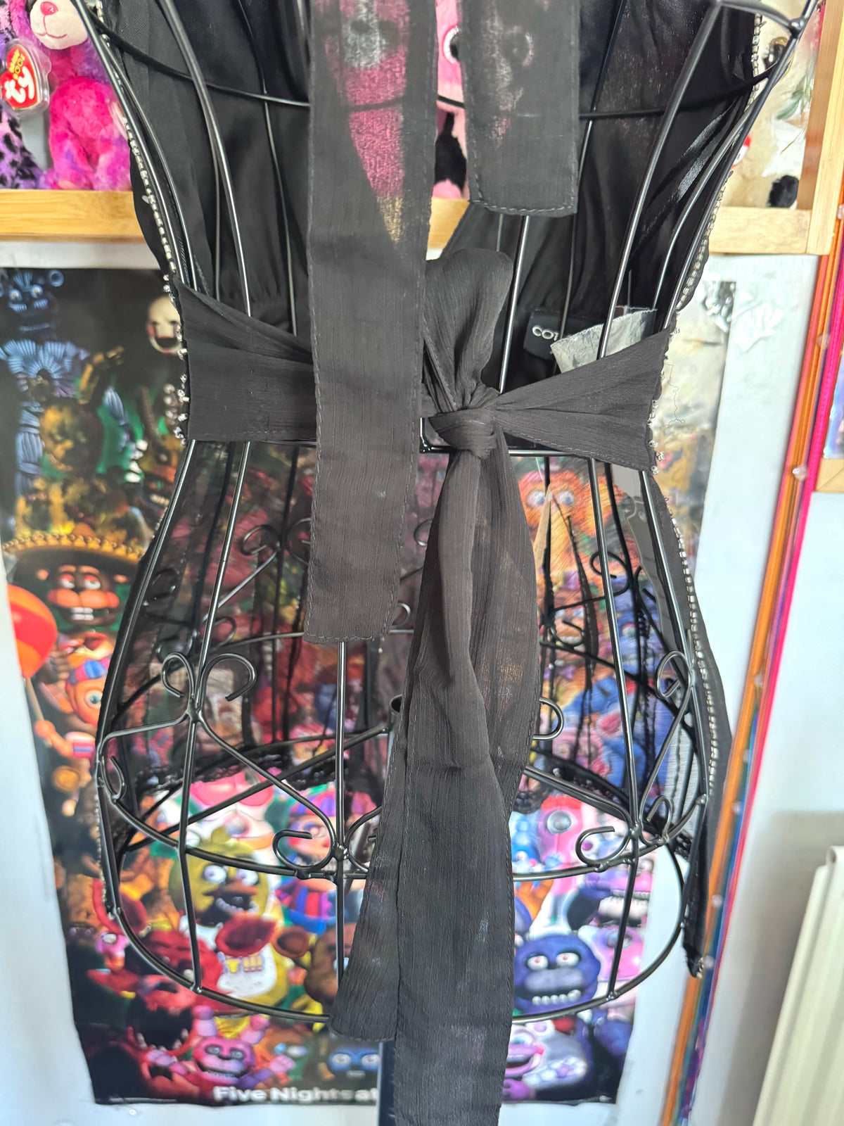 y2k vintage bnwt deadstock backless tie back sequin floral fairy top