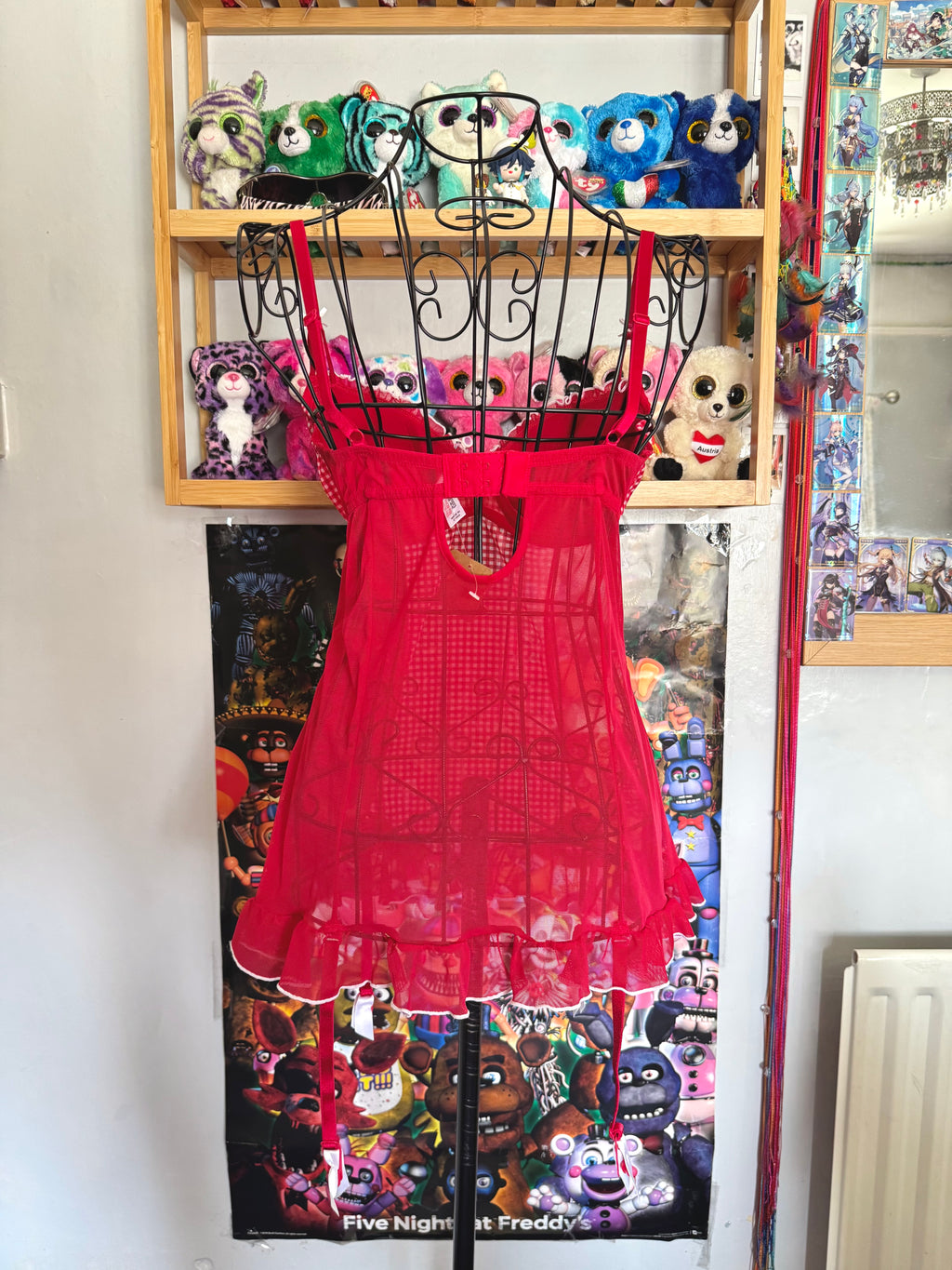 y2k vintage gingham red and white fitted mesh cami top coquette