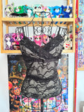 y2k vintage black sequin embellished cropped and fitted cami top