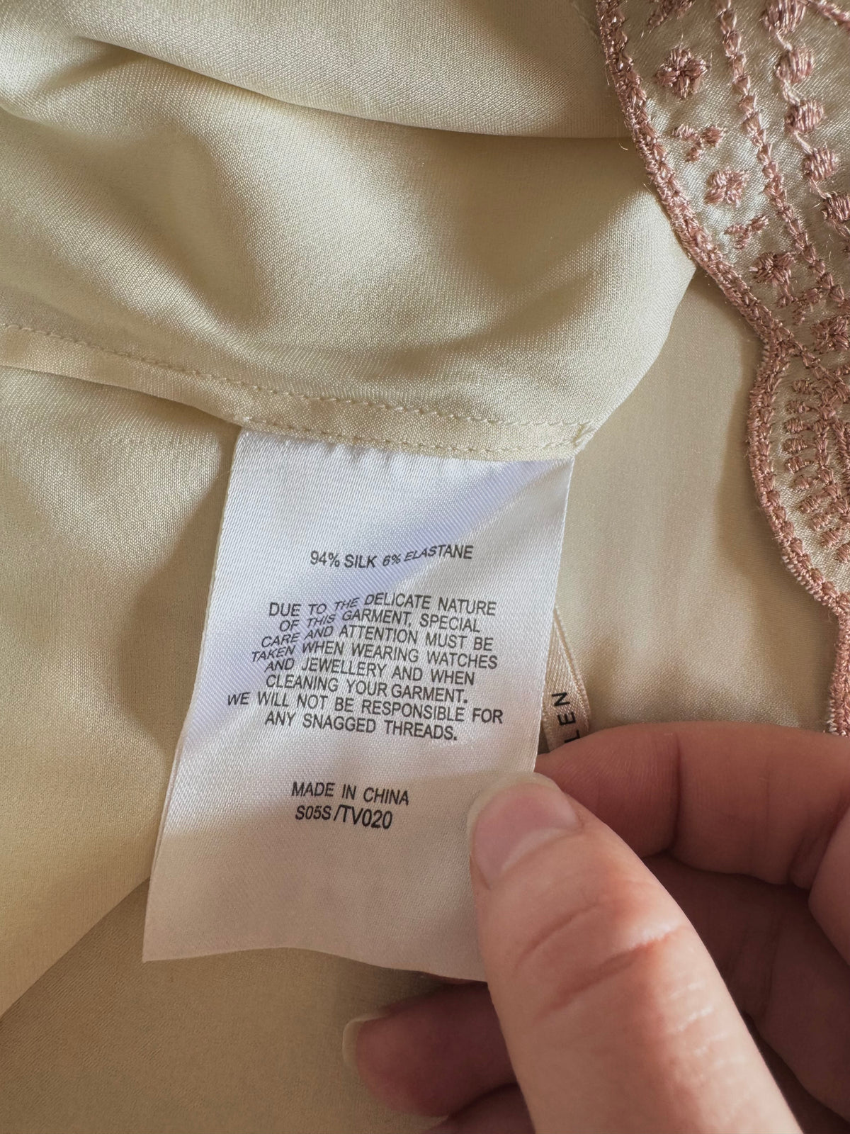 y2k vintage silk ivory white fitted cami top with pink floral embroidery