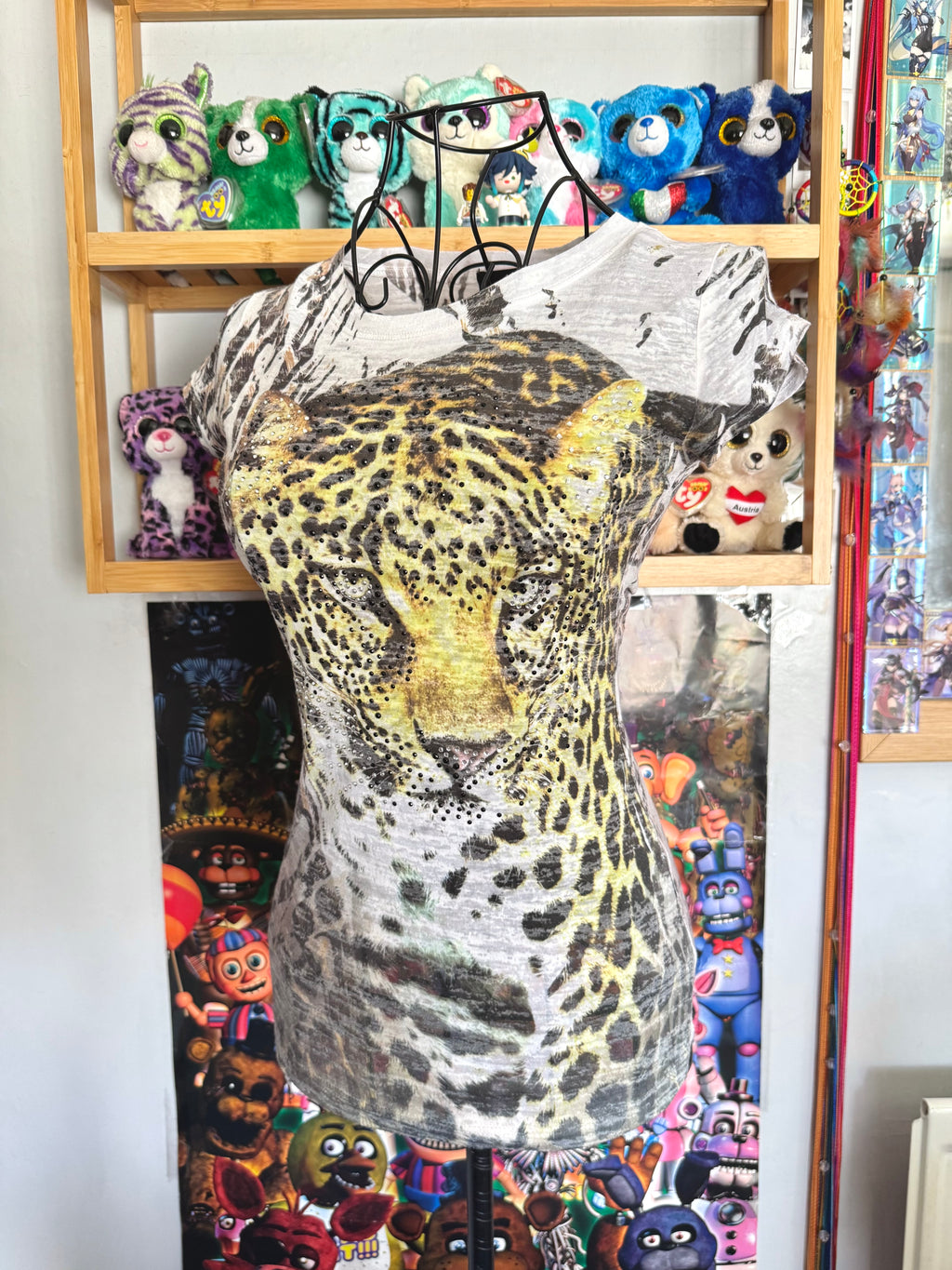y2k vintage graphic leopard print sheer fitted tee affliction