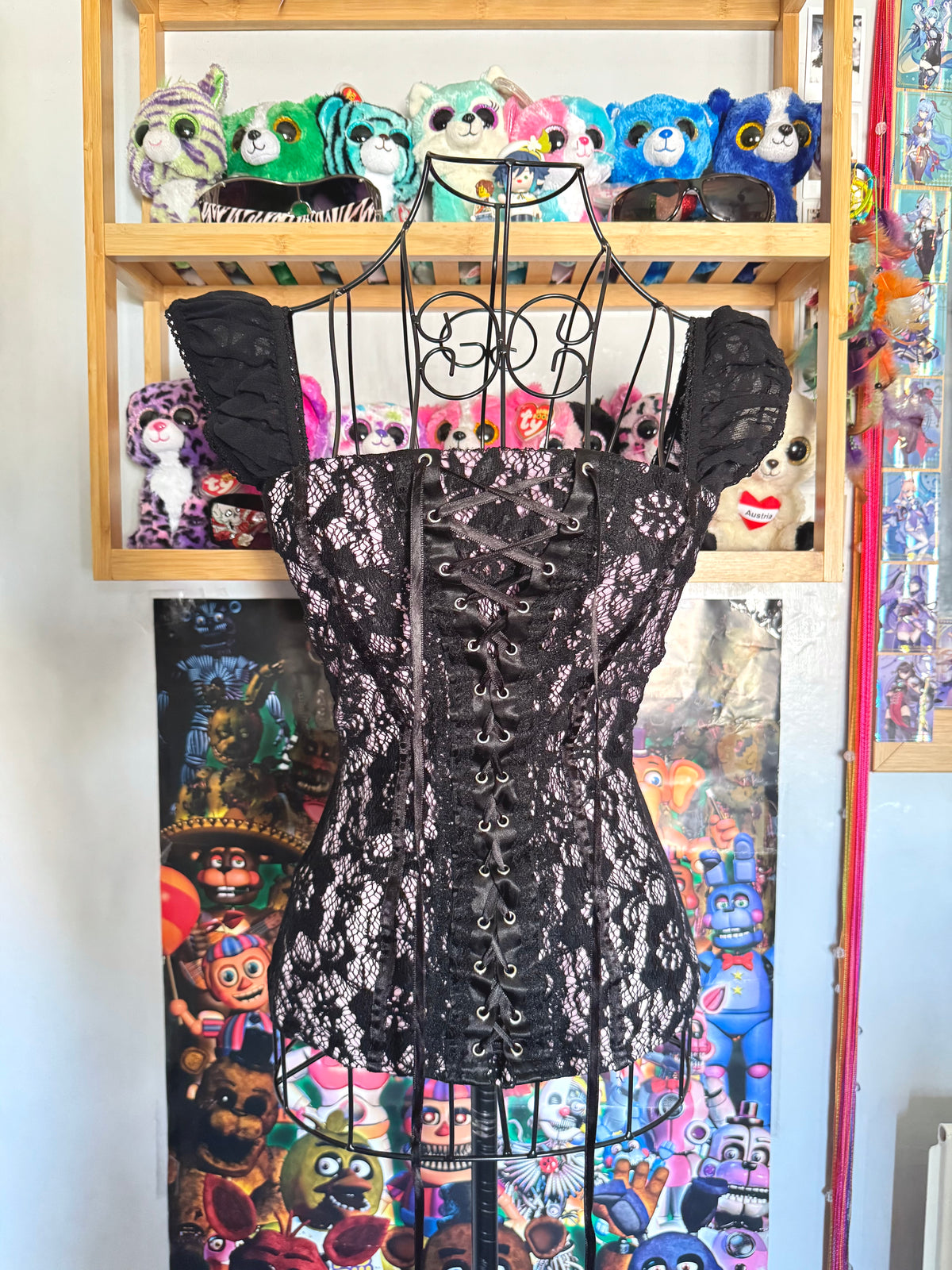 y2k vintage gothic off shoulder milkmaid lace up floral trimmings cami top