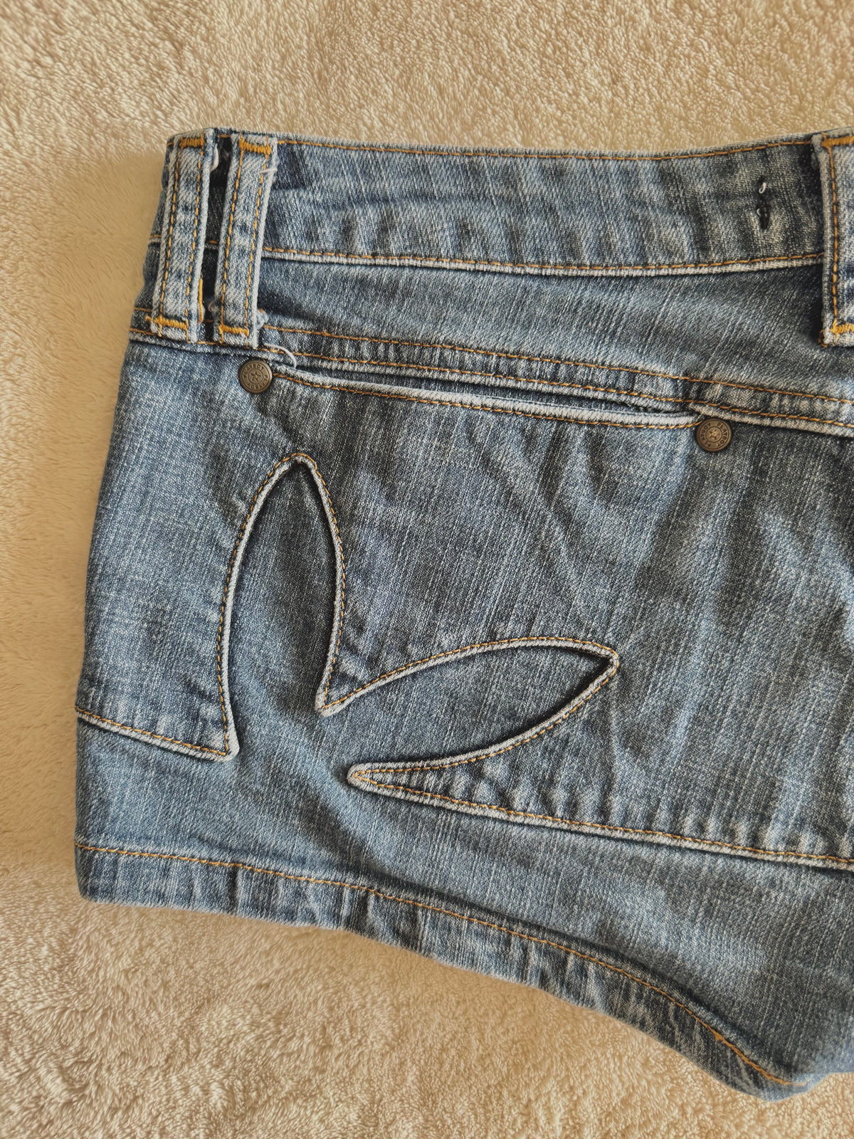 y2k vintage low waisted medium wash playboy bunny micro mini shorts