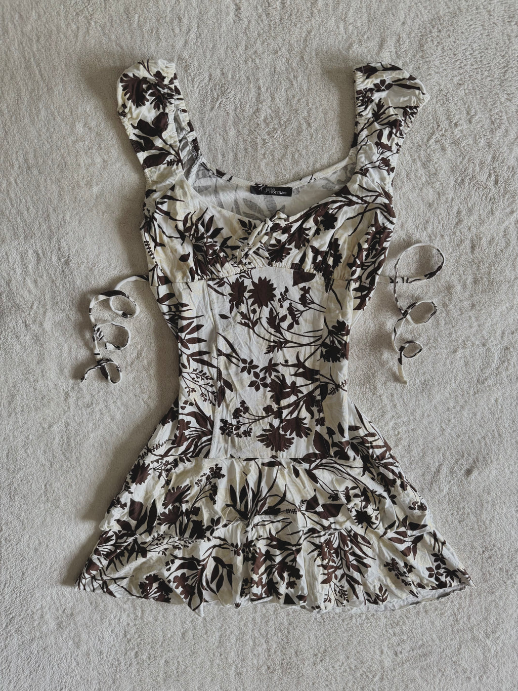 y2k vintage floral print milkmaid ruffle tiered mini dress summer
