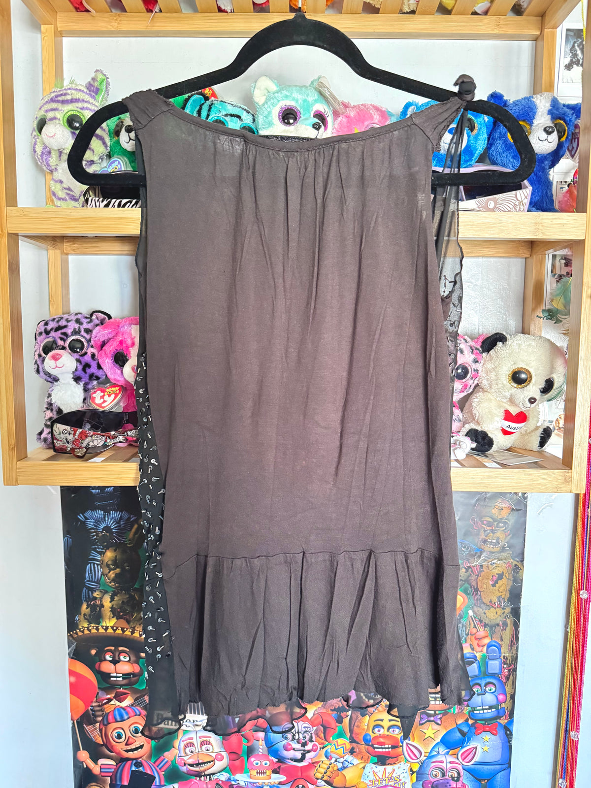 y2k vintage layered vest top with dragonfly jewels embellished and lettuce hem