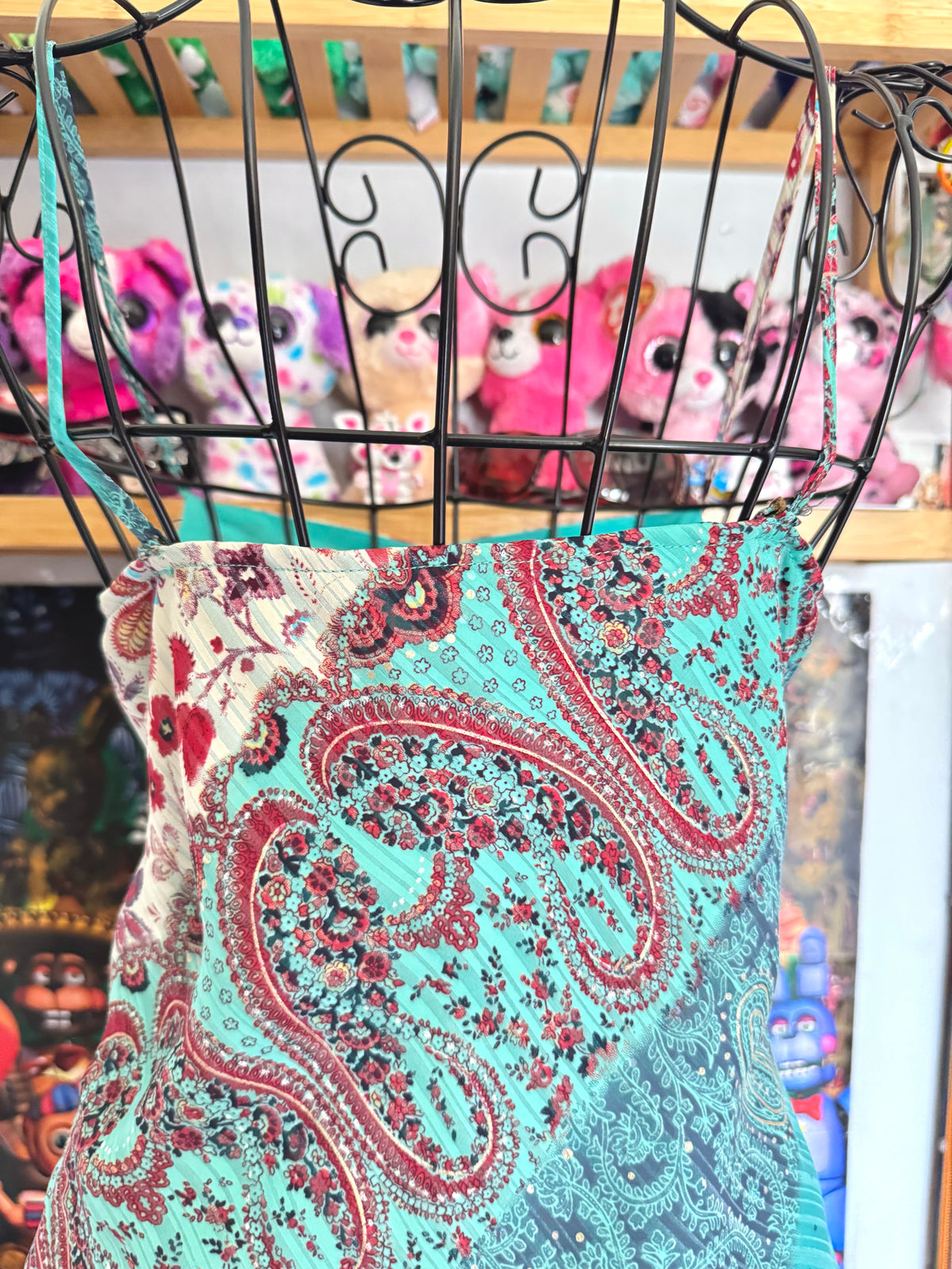 y2k vintage asymmetrical paisley print fitted cami top fairy mermaid